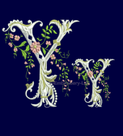 Floral Monogram Initial Y