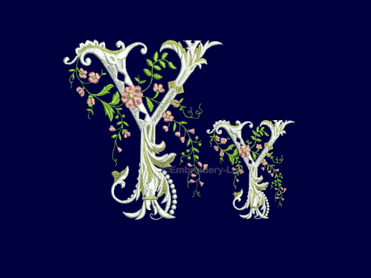 Floral Monogram Initial Y