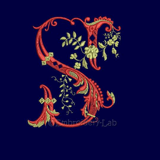 Floral Monogram Initial S