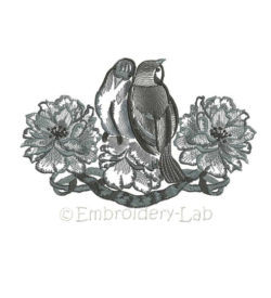 Birds vintage digital embroidery design